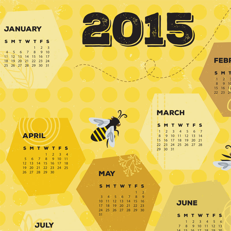 Detail of Bee Towel calendar by Lellobird