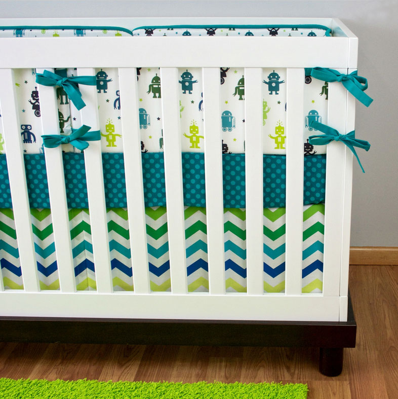 Crib bedding from Modified Tot featuring Lellobird fabric