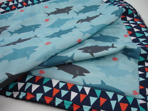 Blanket by KBExquisites using Happy Sharks fabric by Lellobird