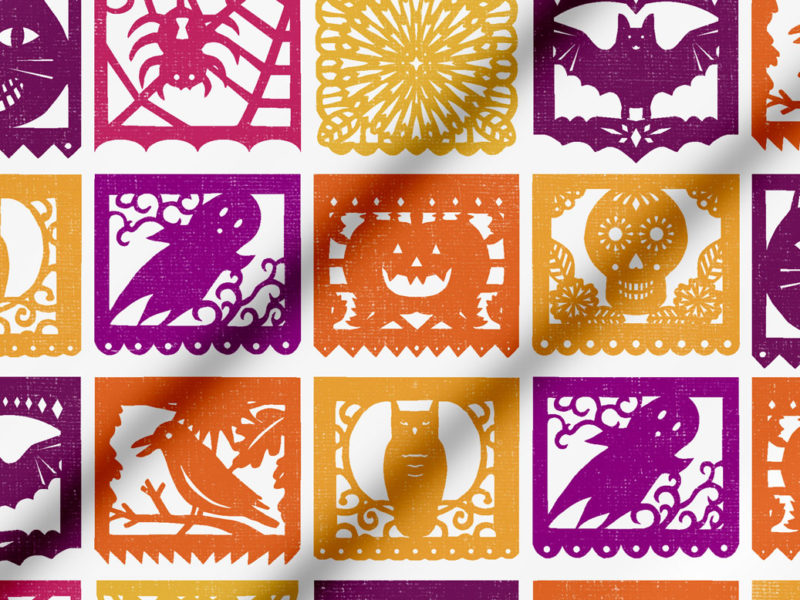 Halloween Papel Picado fabric by Lellobird