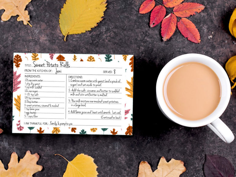 Autumn recipe card printable from Lellobird