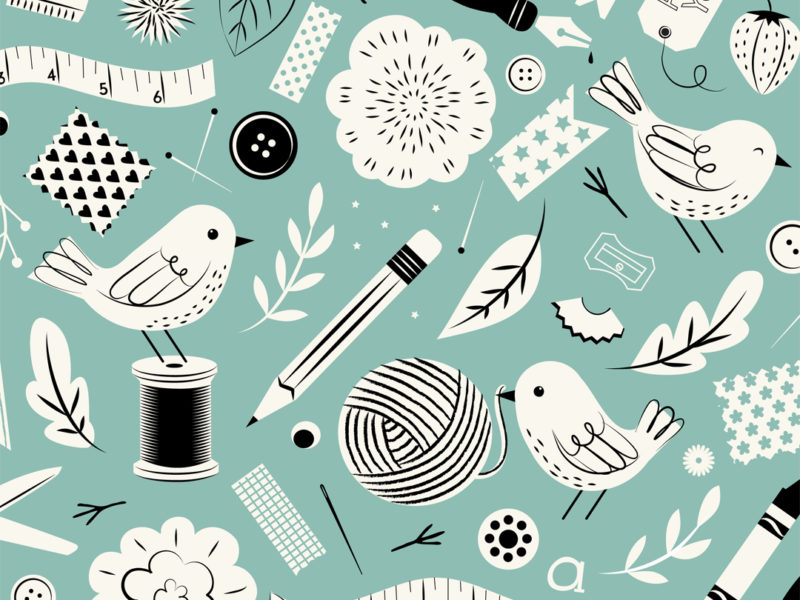 Crafty Birds surface design by Lellobird