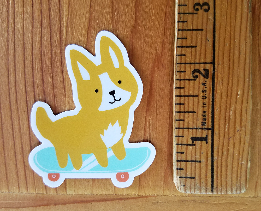 Skate Dog sticker with ruler